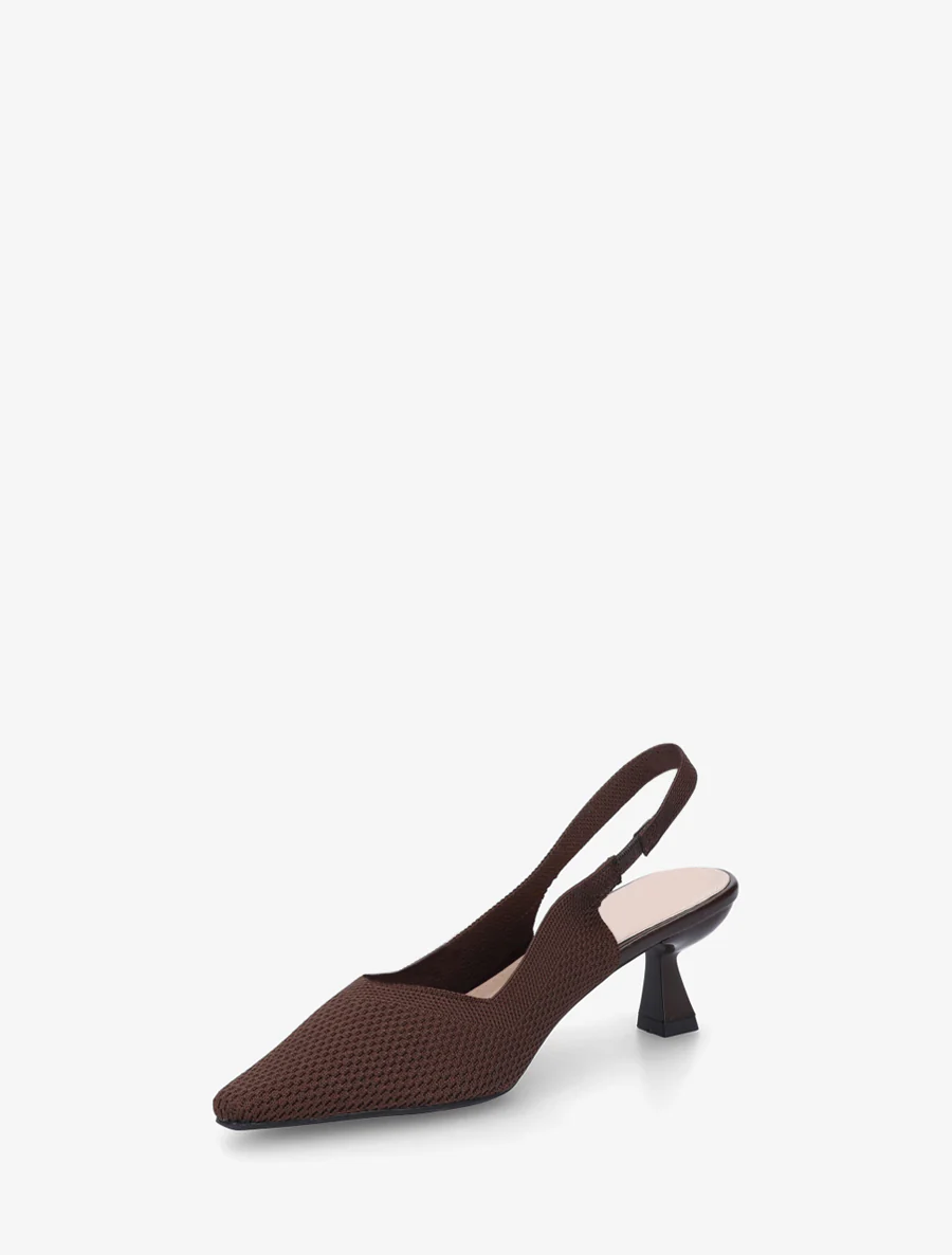 Open hiel pumps van stof - Bruin - Image 3