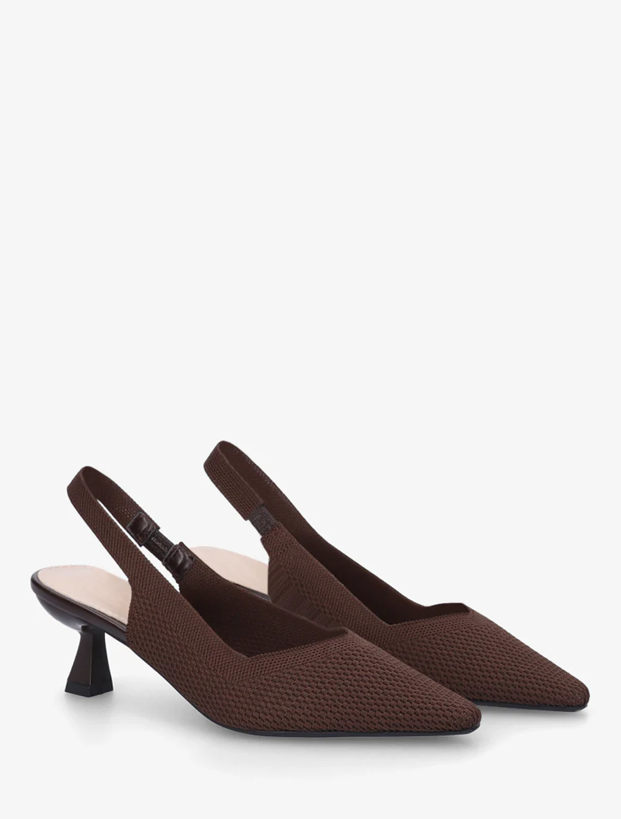 Open hiel pumps van stof - Bruin - Image 4