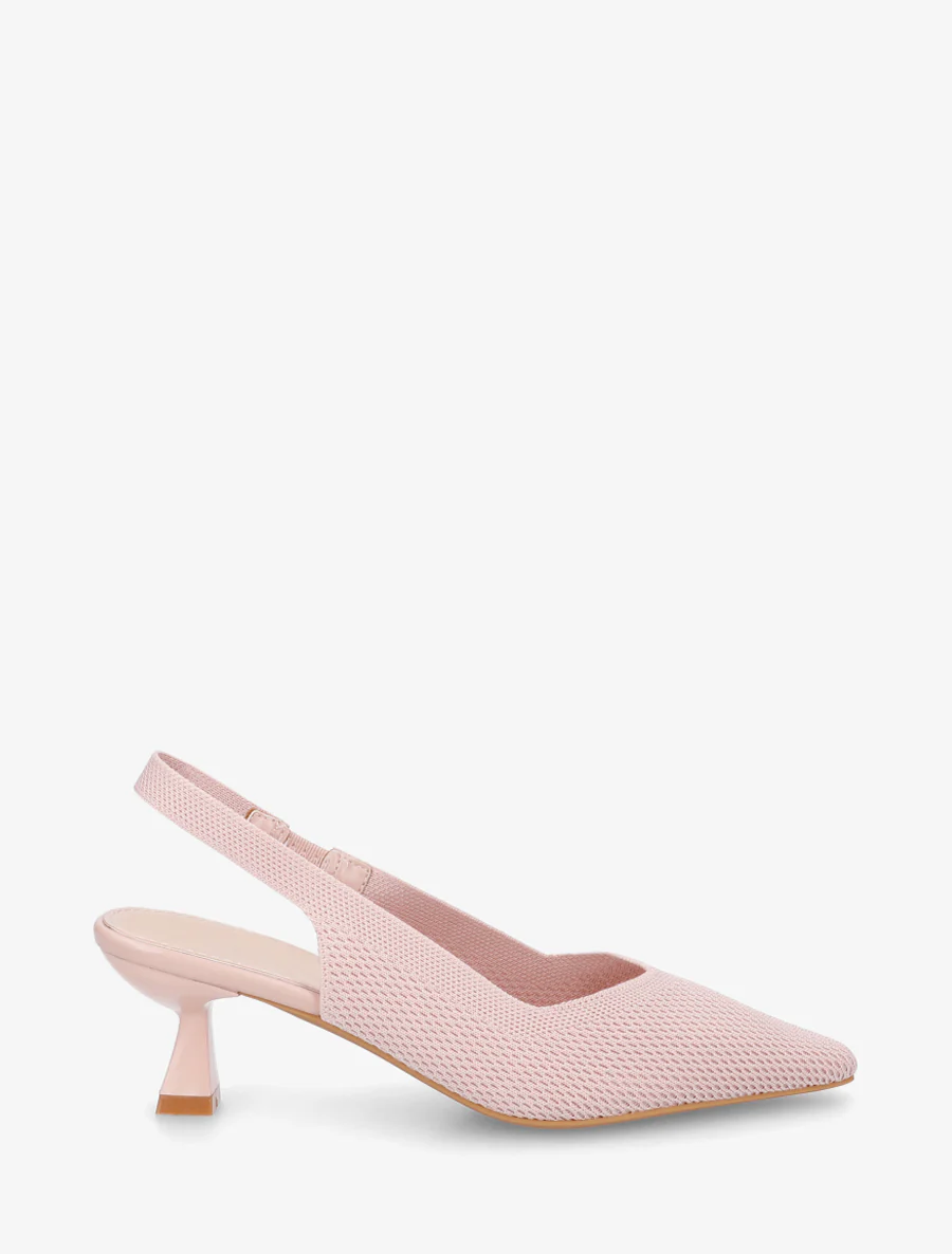 Open hiel pumps van stof - Roos