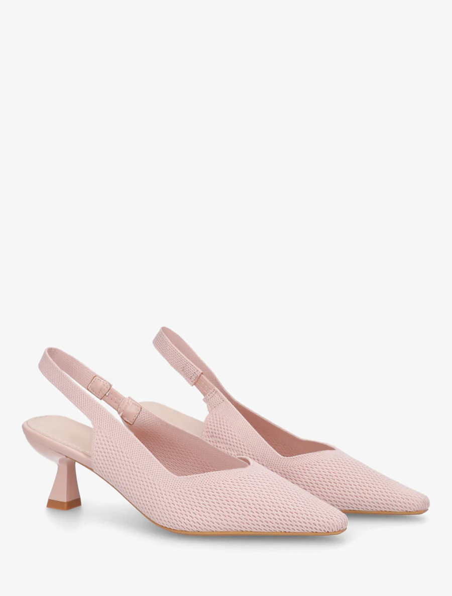 Open hiel pumps van stof - Roos - Image 4