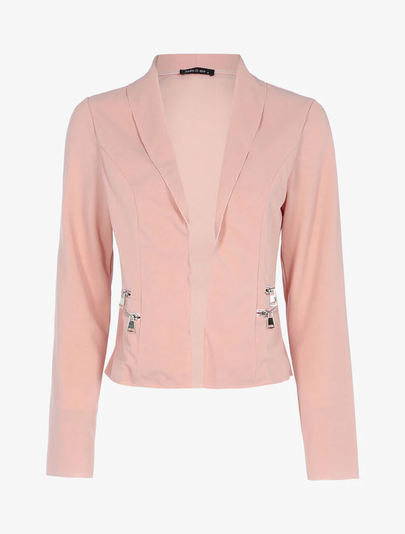 Open jas met ritssluiting details - roze
