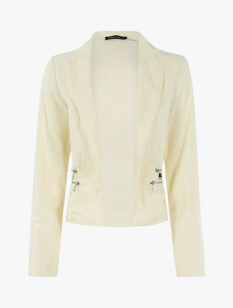 Open jas met ritssluitdetails - beige