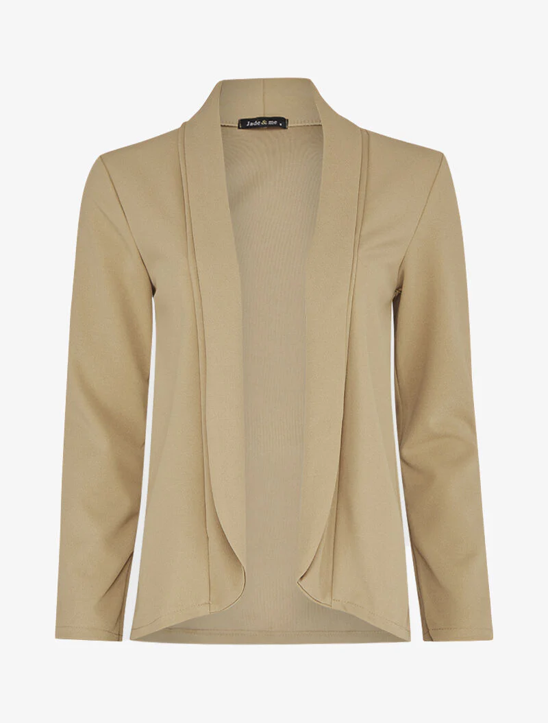 Open jas met rechte kraag met flap - Beige