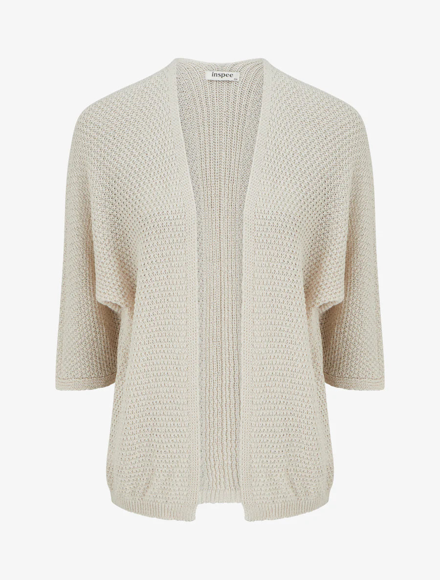 Open recht vest in breiwerk - Beige