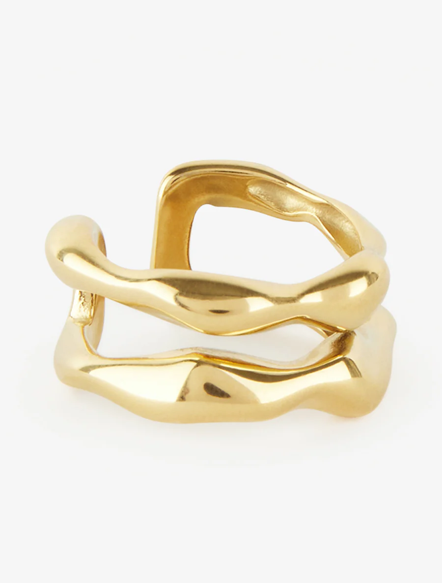 Open ring met gehamerd effect - Goud - Image 2