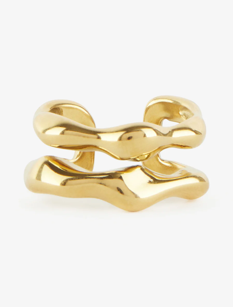 Open ring met gehamerd effect - Goud - Image 3