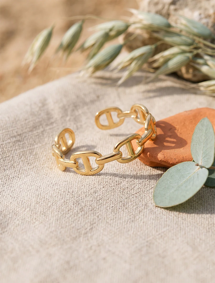 Open zeevaart mesh armband - Goud