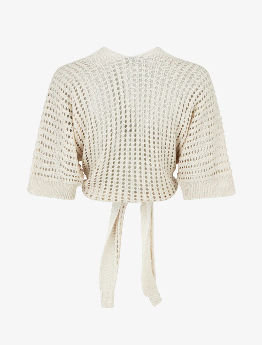Opengewerkt vest om te knopen - Beige - Image 2