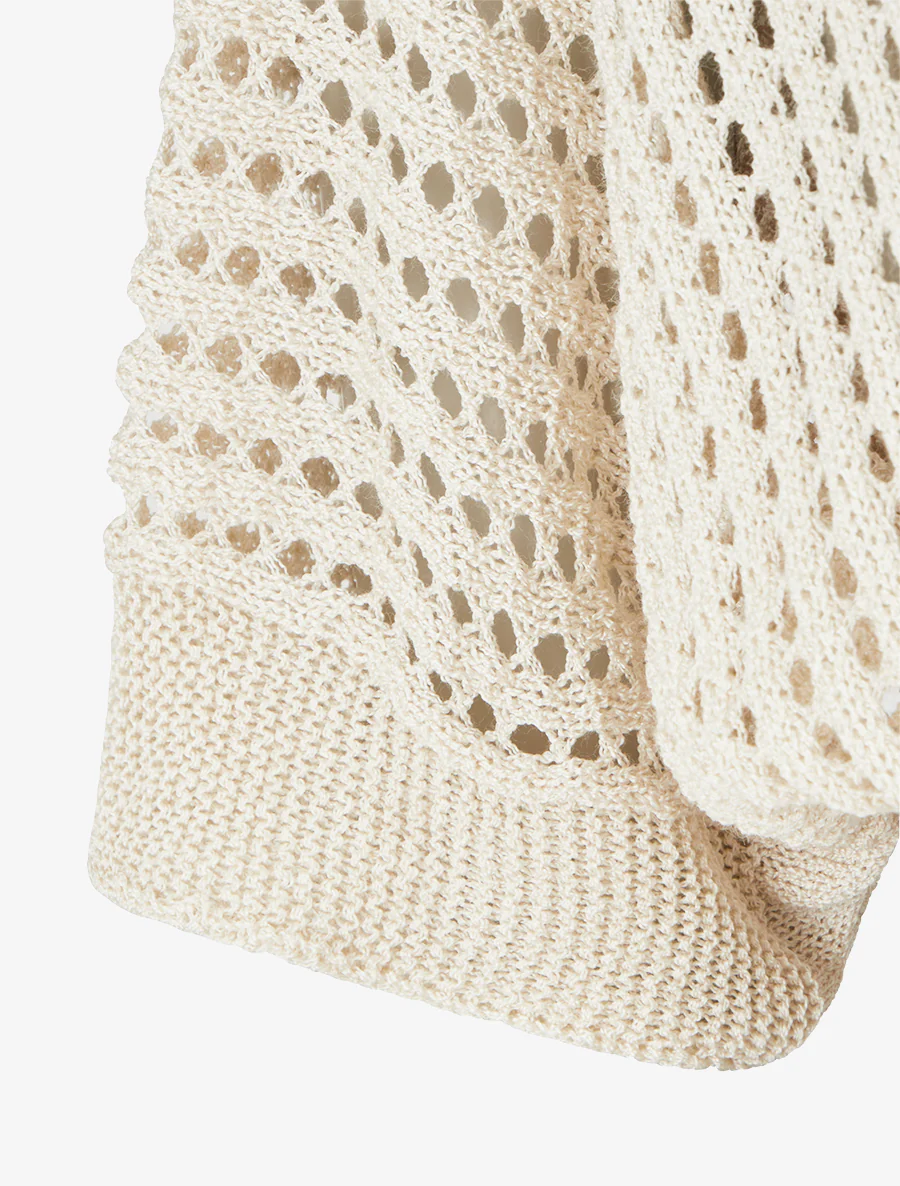 Opengewerkt vest om te knopen - Beige - Image 3