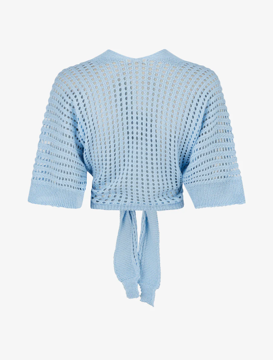 Opengewerkt vest om te knopen - Blauw - Image 2