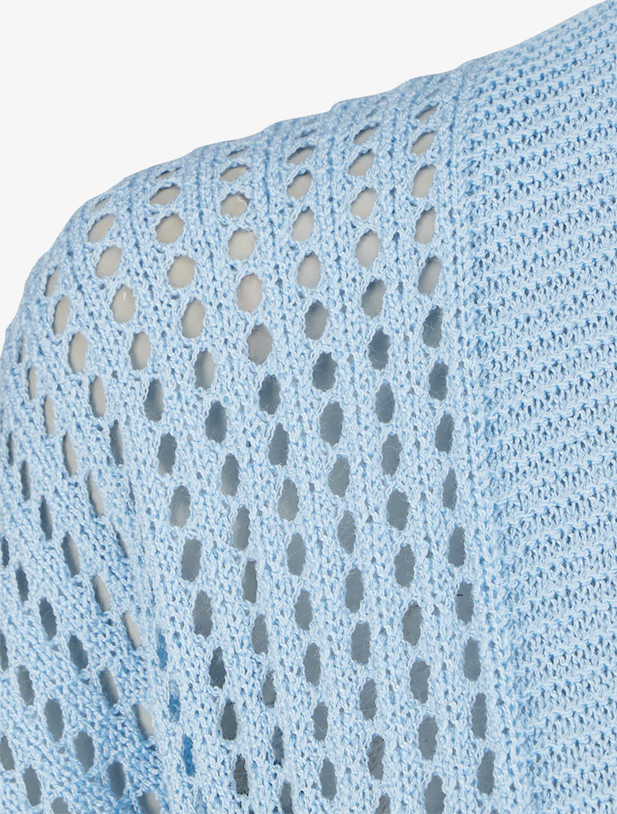 Opengewerkt vest om te knopen - Blauw - Image 3