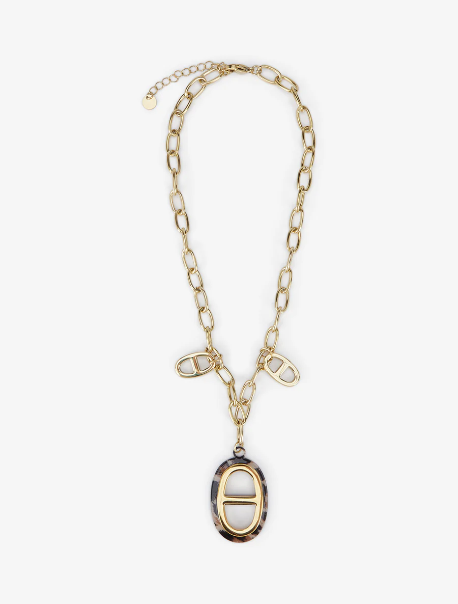 Ovale luipaard hanger ketting - Goud - Image 2