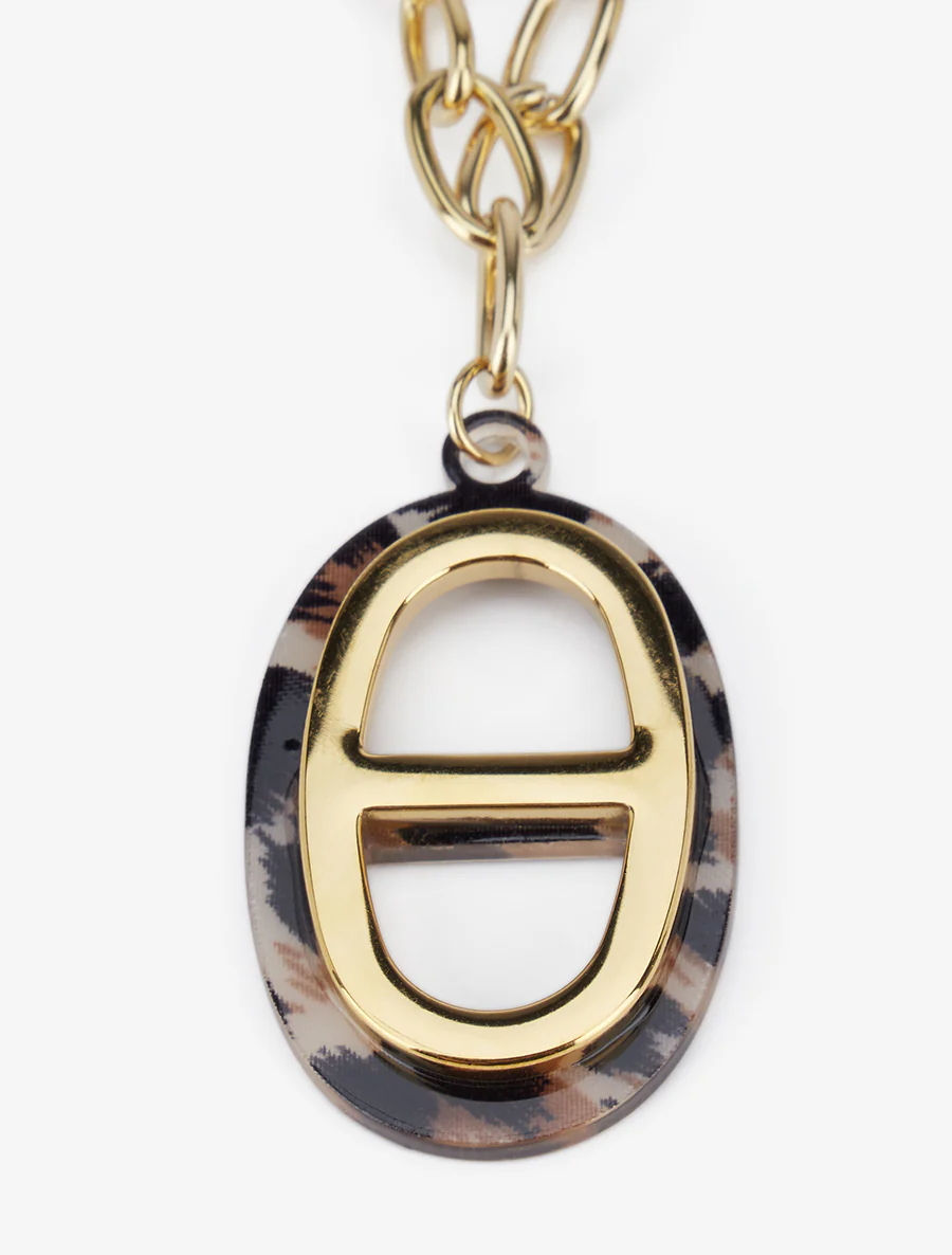 Ovale luipaard hanger ketting - Goud - Image 3