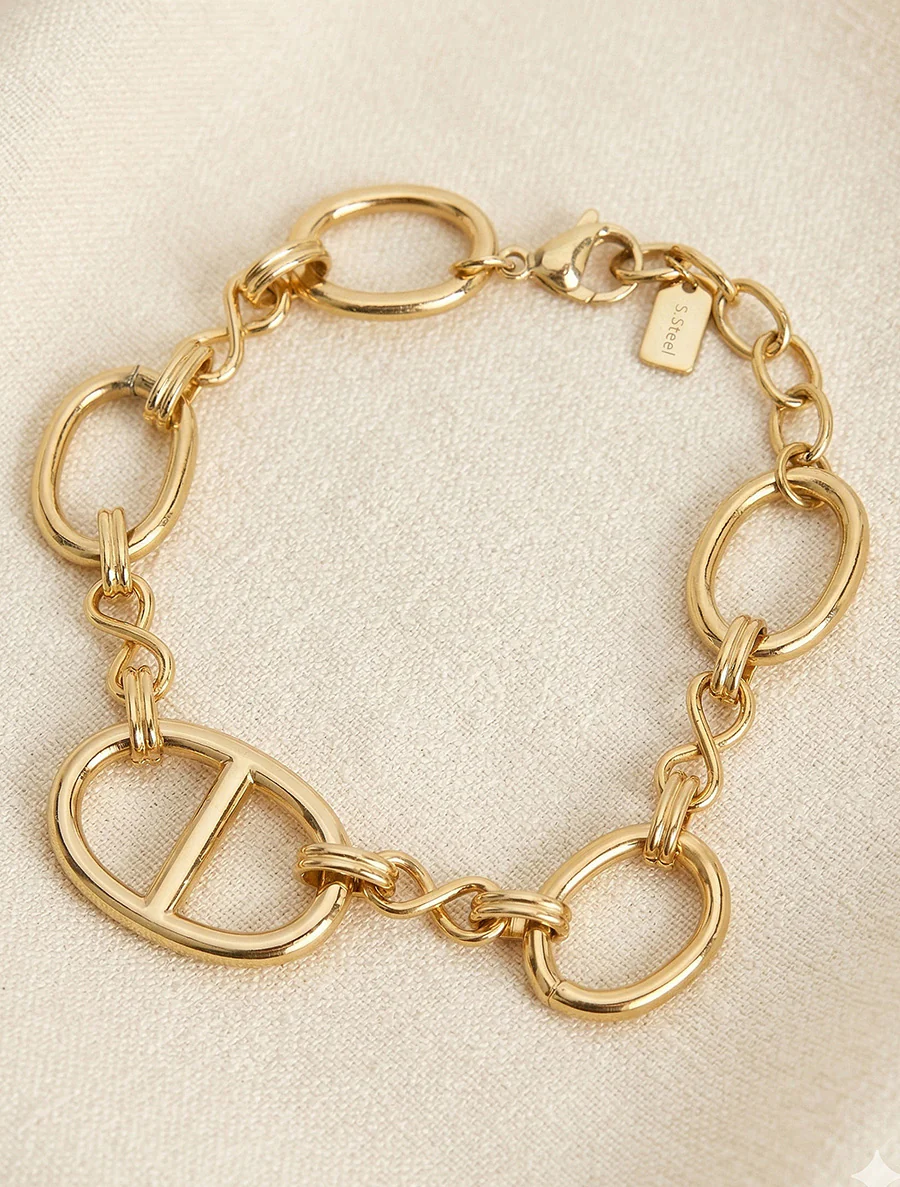 Ovale schakelarmband - Goud