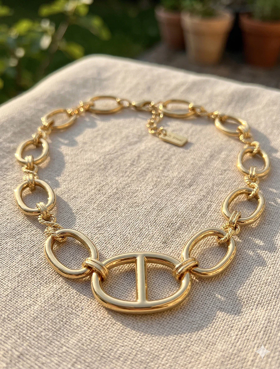 Ovale schakels ketting - Goud