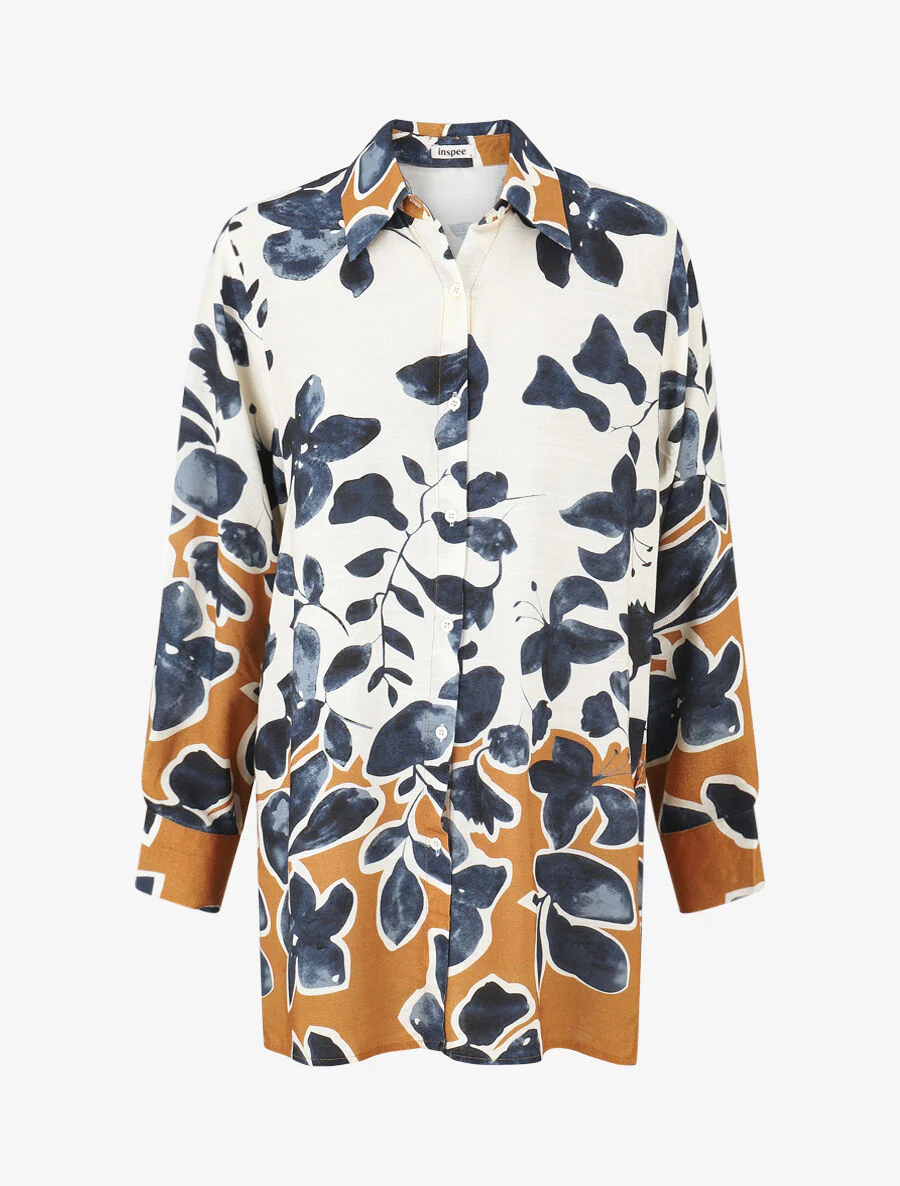 Overhemd en broek met bloemen print - Marine - Image 3