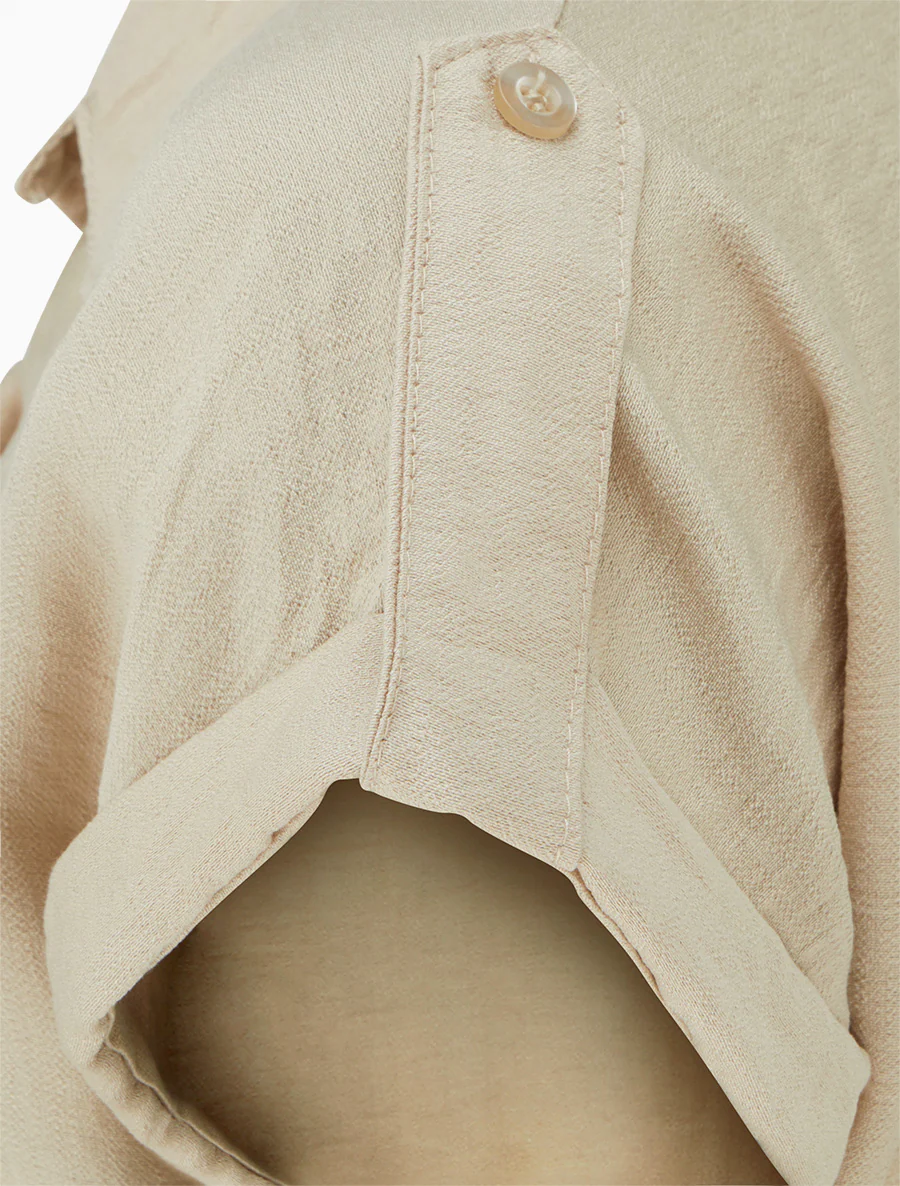 Overhemdjurk met korte mouwen - Beige - Image 3