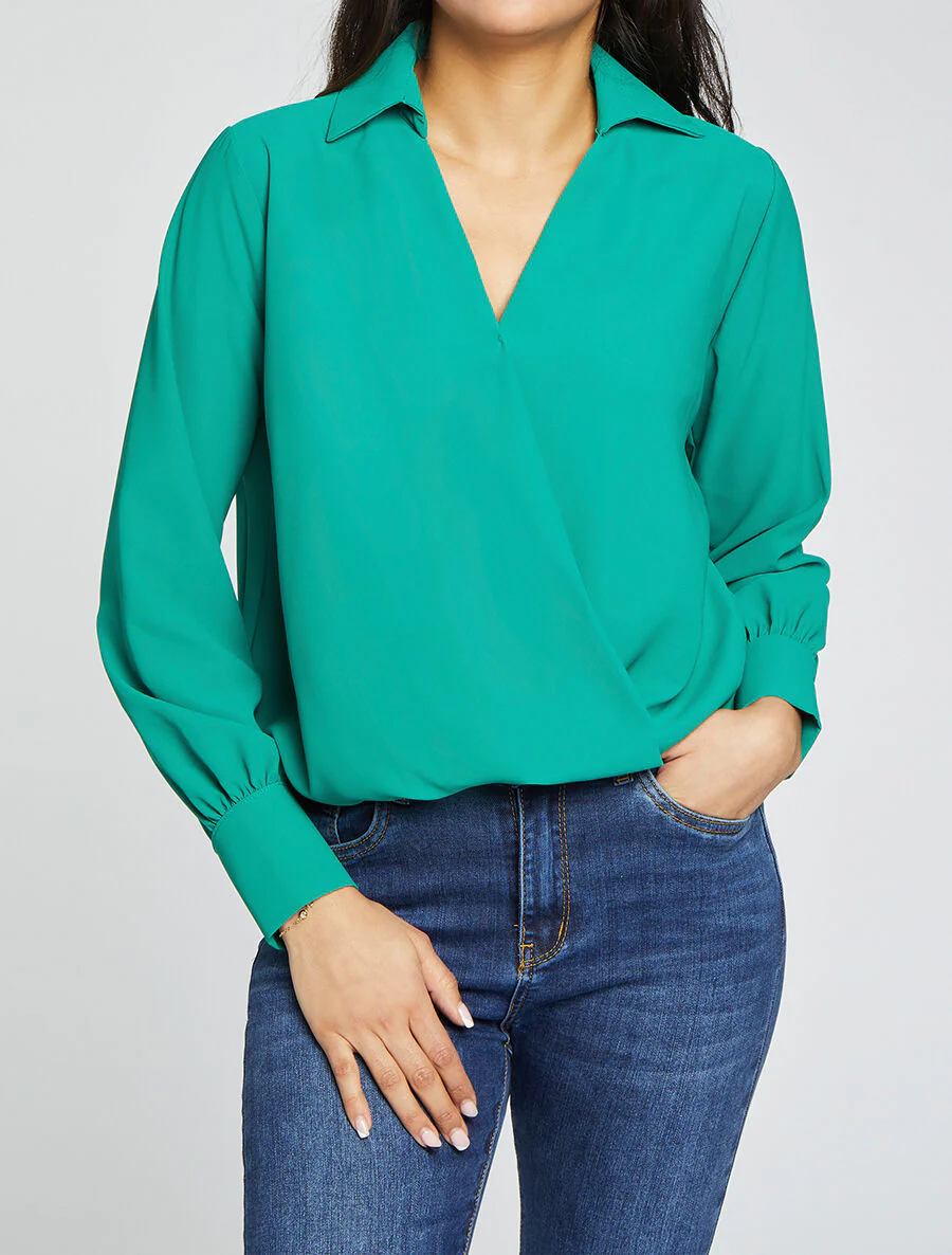 Oversized asymmetrische blouse - Groen - Image 4