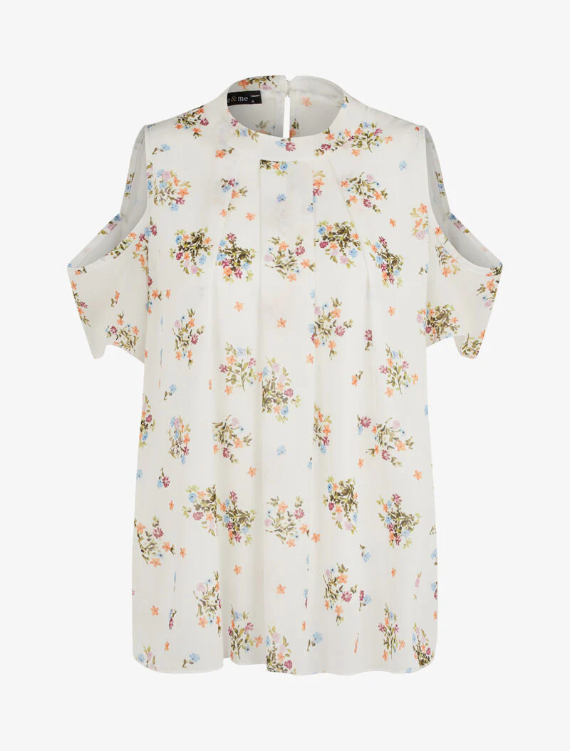 Oversized blouse met uitsnijdingen in vierkante vorm - wit