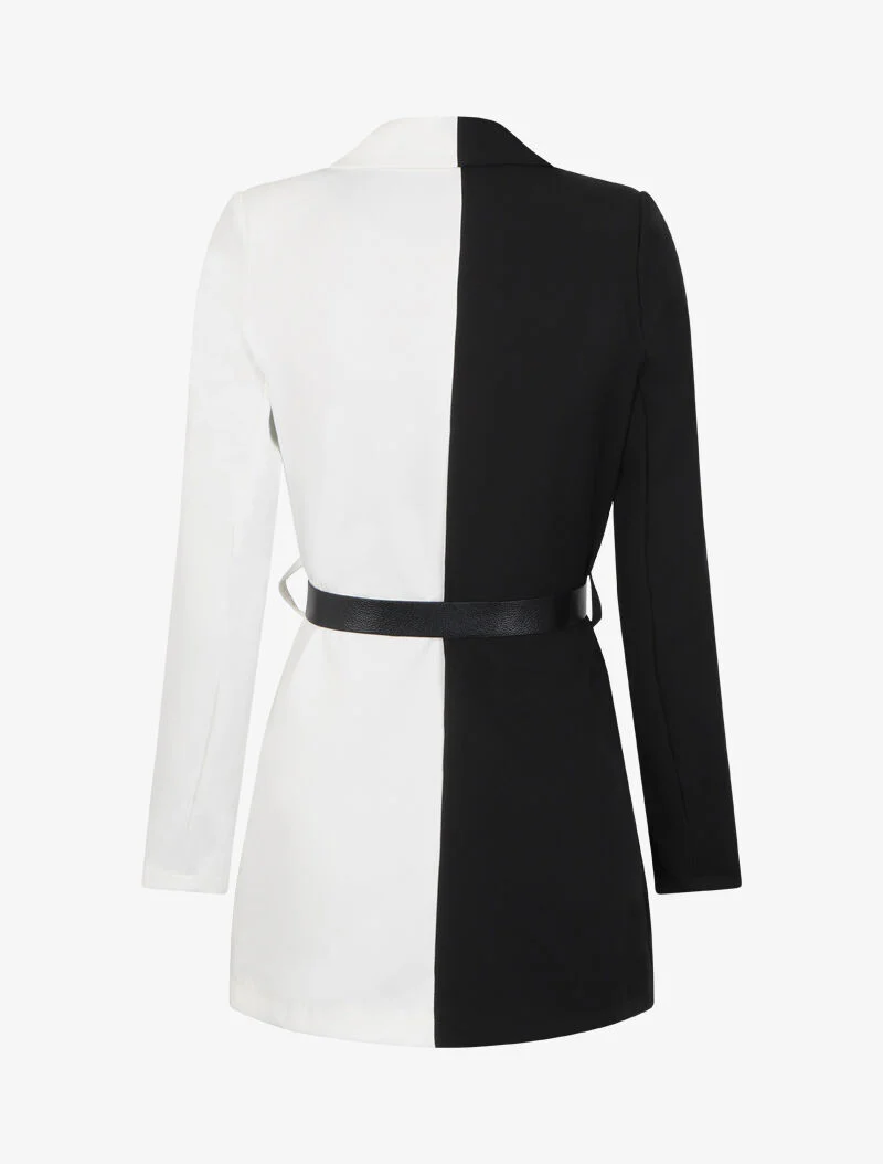 Oversized color block jas - Zwart/wit - Image 2