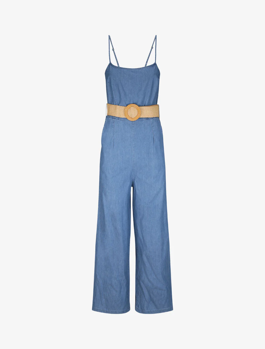 Oversized effen denim jumpsuit - Blauw