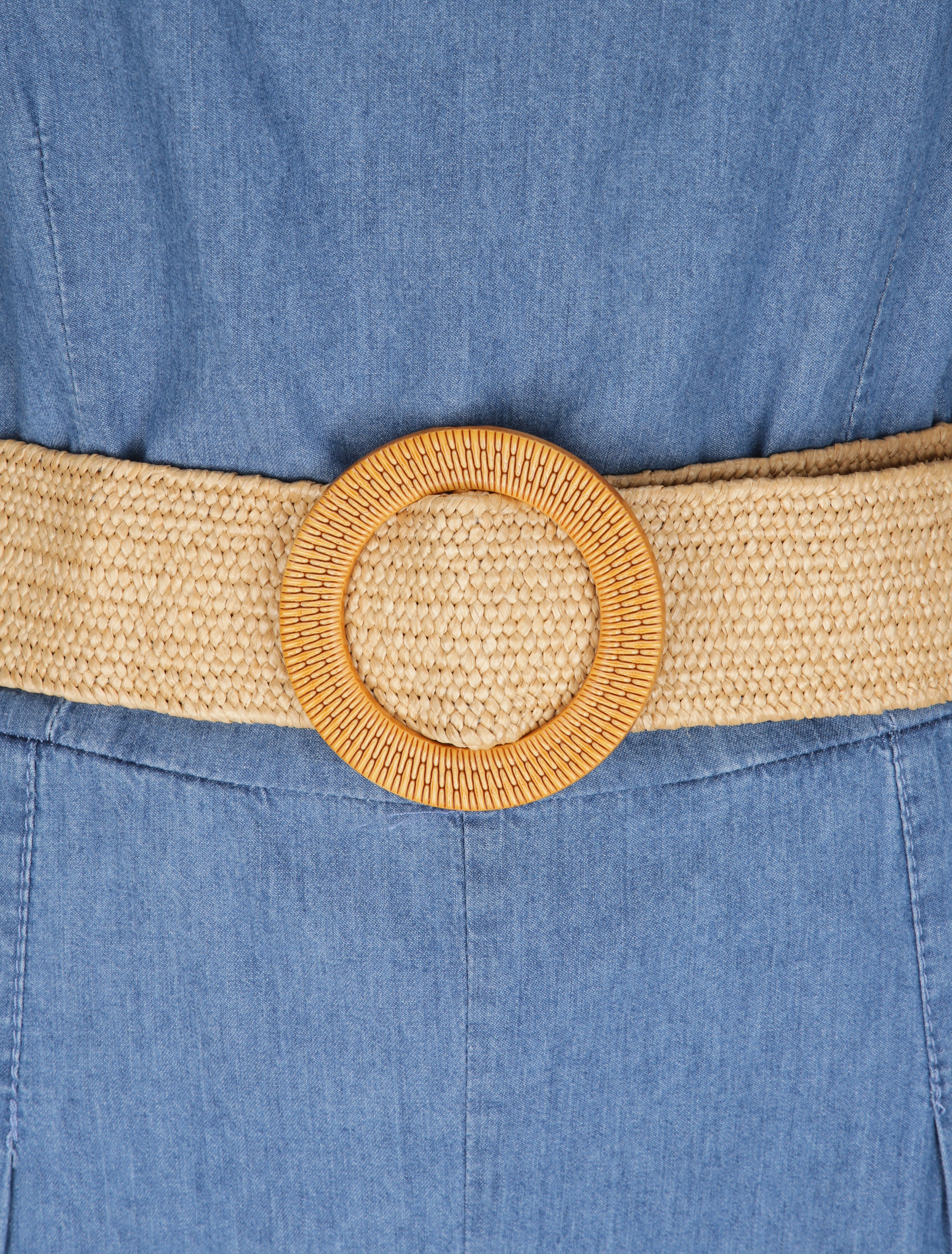 Oversized effen denim jumpsuit - Blauw - Image 3