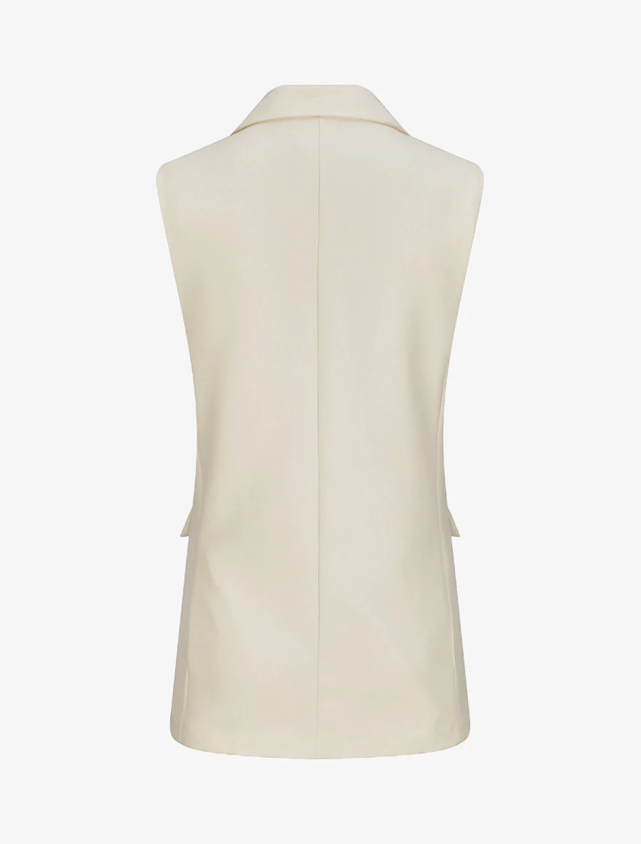 Oversized eenkleurige mouwloze blazer - beige - Image 2