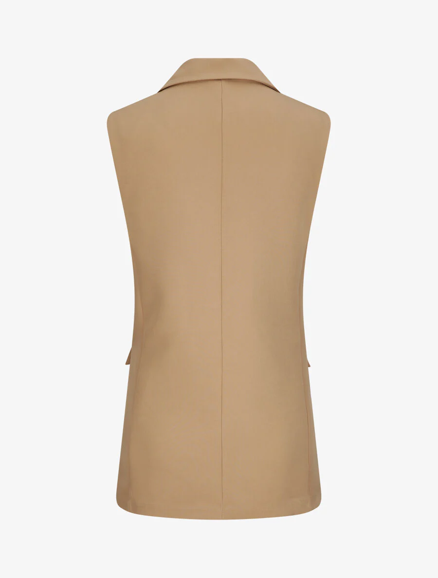 Oversized eenkleurige mouwloze blazer - Kameel - Image 2