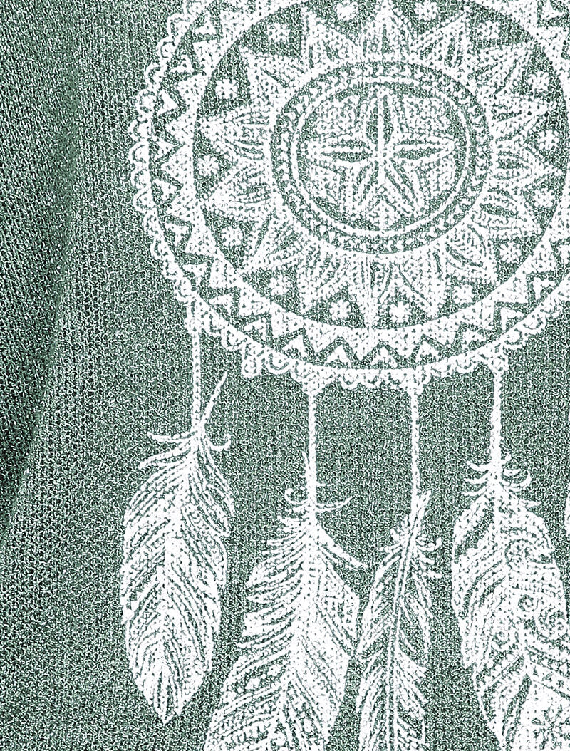 Oversized gehaakte trui met print - Kakigroen - Image 4