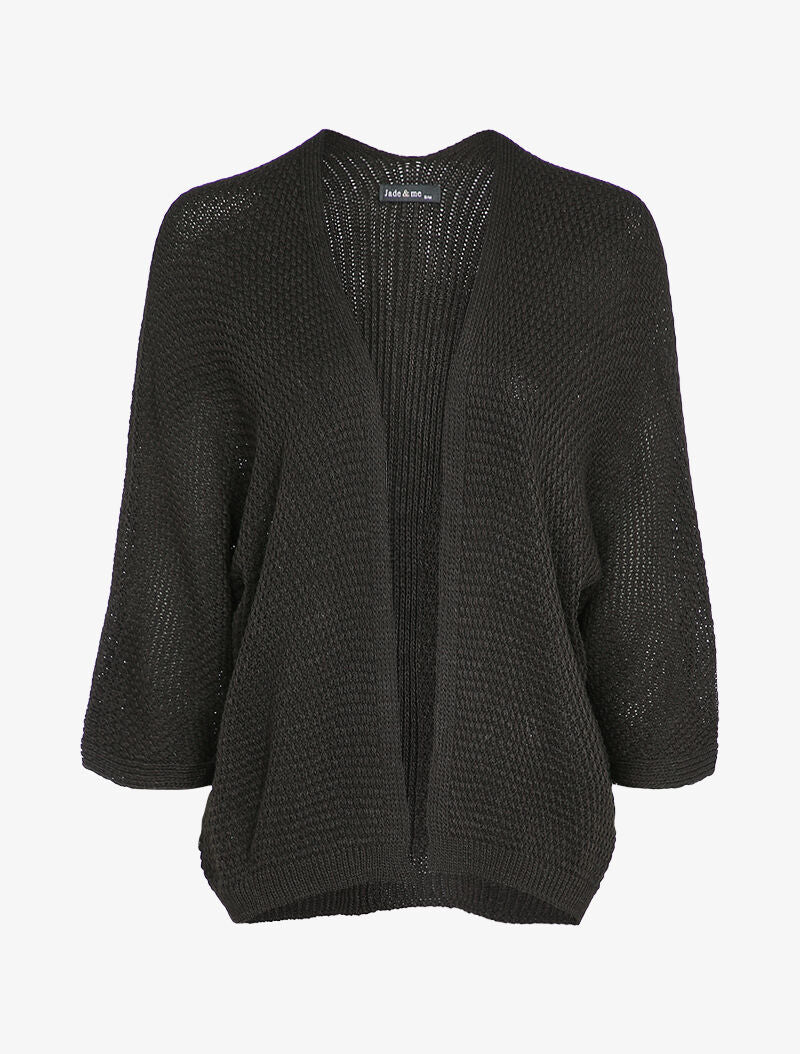 Oversized open vest met dolmanmouwen - zwart