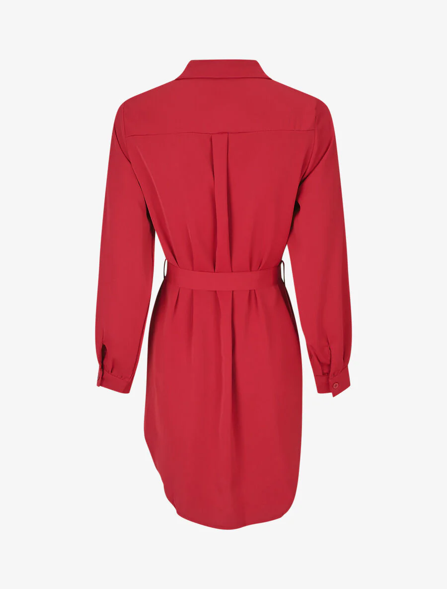 Oversized overhemd met ceintuur - Rood - Image 2
