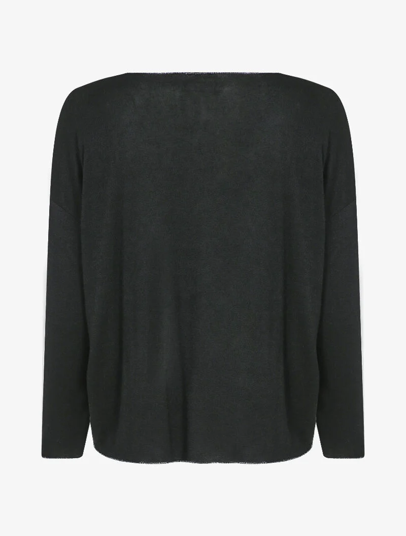 Oversized trui met strass - Zwart - Image 2