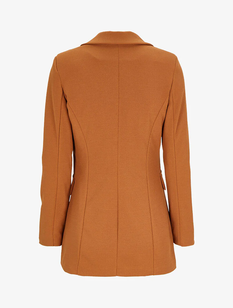 Oversized rechte blazer - Camel - Image 2