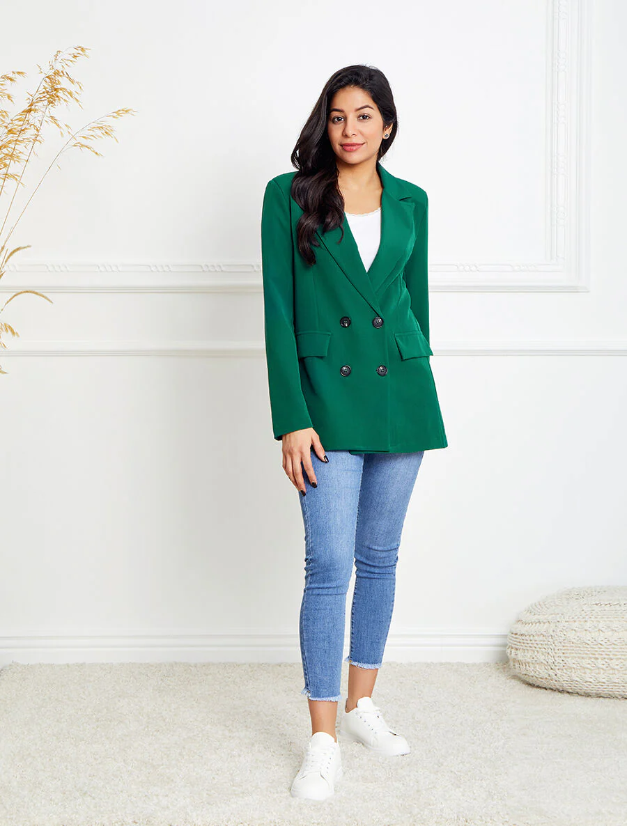 Oversized rechte blazer - Dennengroen - Image 4