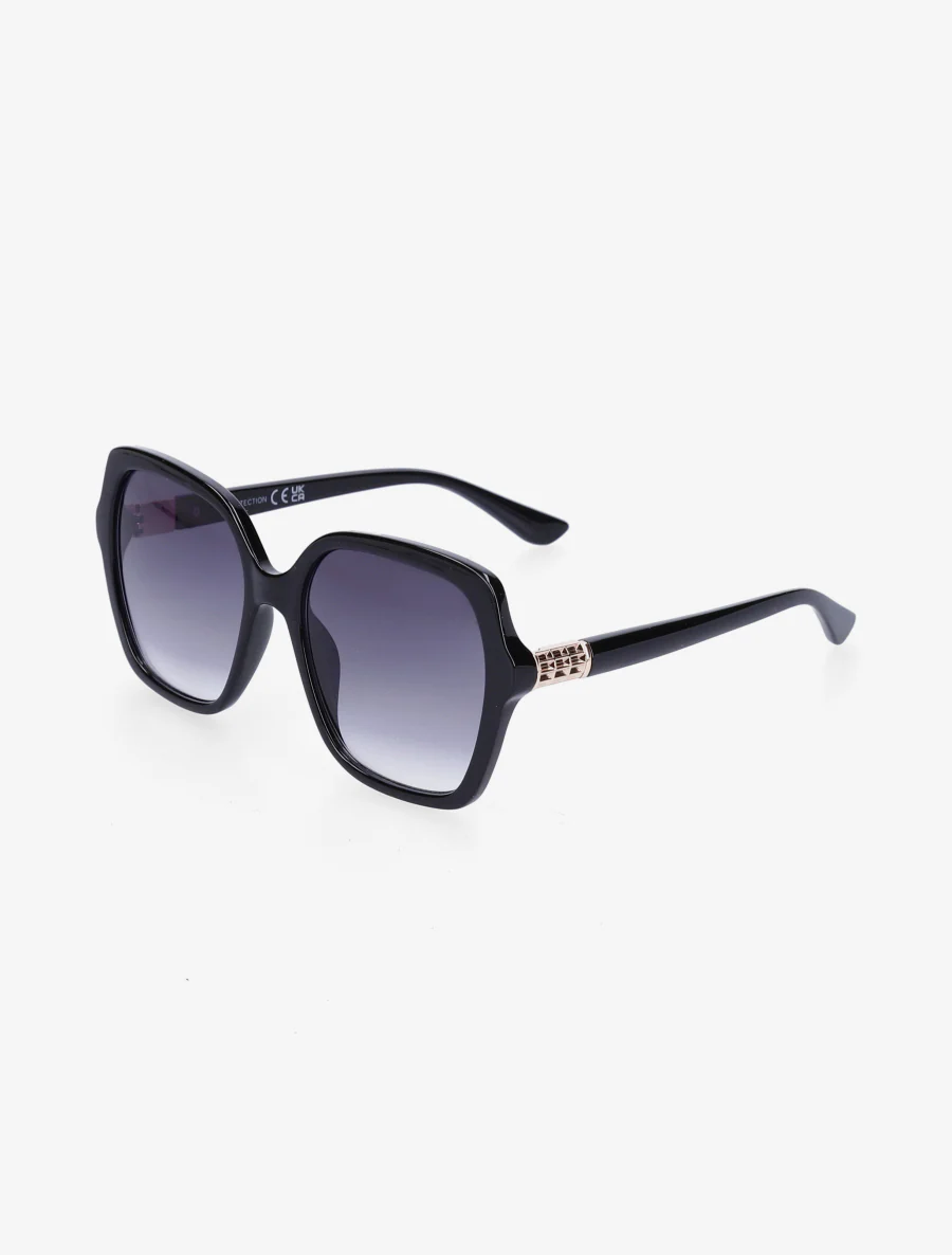 Oversized ronde zonnebril - Zwart