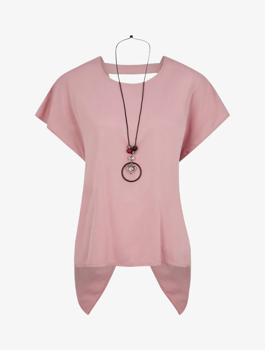 Oversized top met blote gedraaide rug - Poederroze