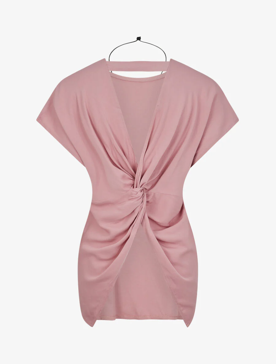 Oversized top met blote gedraaide rug - Poederroze - Image 2