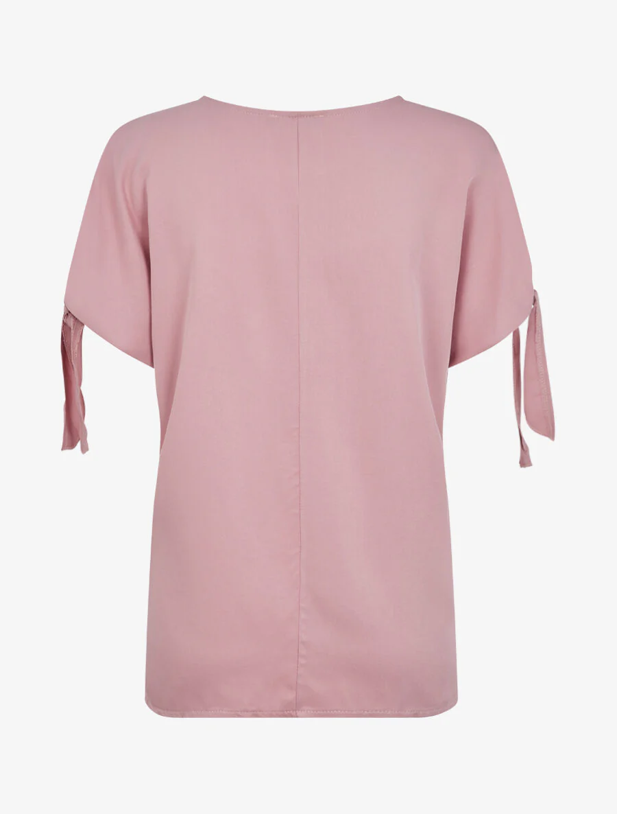 Oversized top met korte mouwen en strikbanden - Poederroze - Image 2