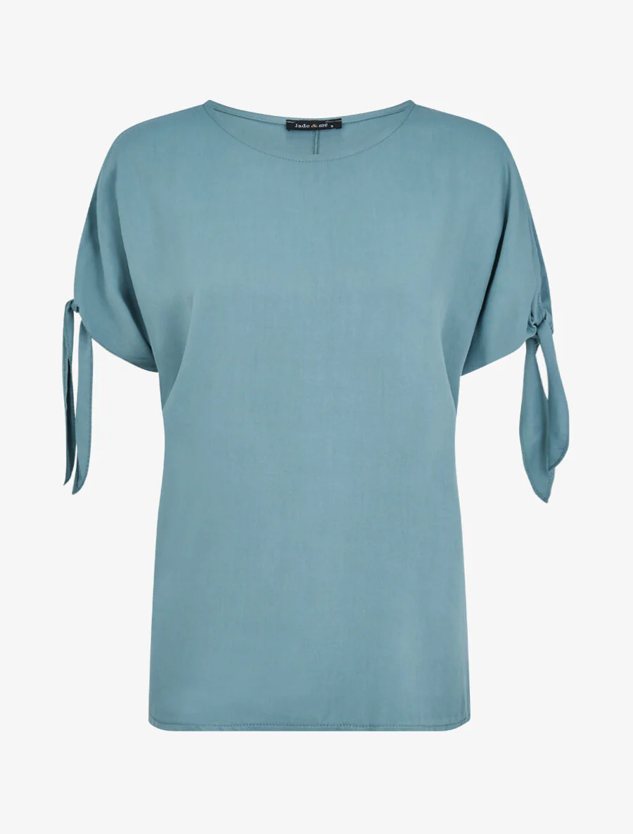 Oversized top met korte mouwen en strikbanden - Lichtblauw