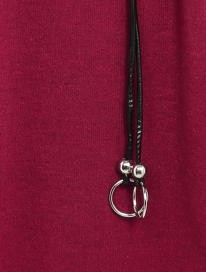Oversized trui jurk met dolmanmouwen - Bordeaux - Image 3