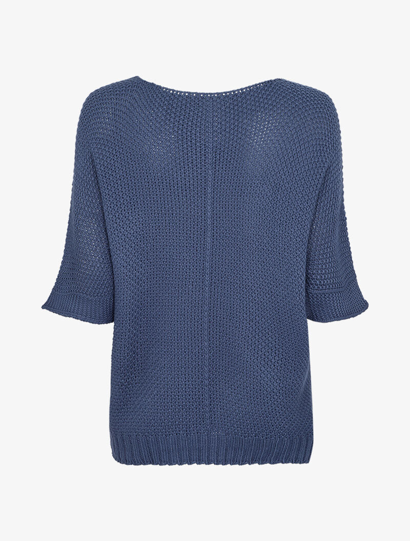 Oversized trui met 3/4 mouwen en een U-hals - Blauw - Image 2