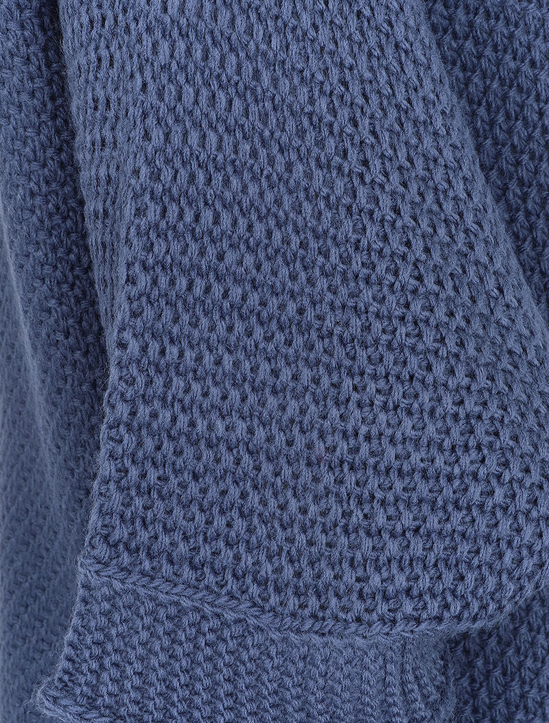 Oversized trui met 3/4 mouwen en een U-hals - Blauw - Image 3