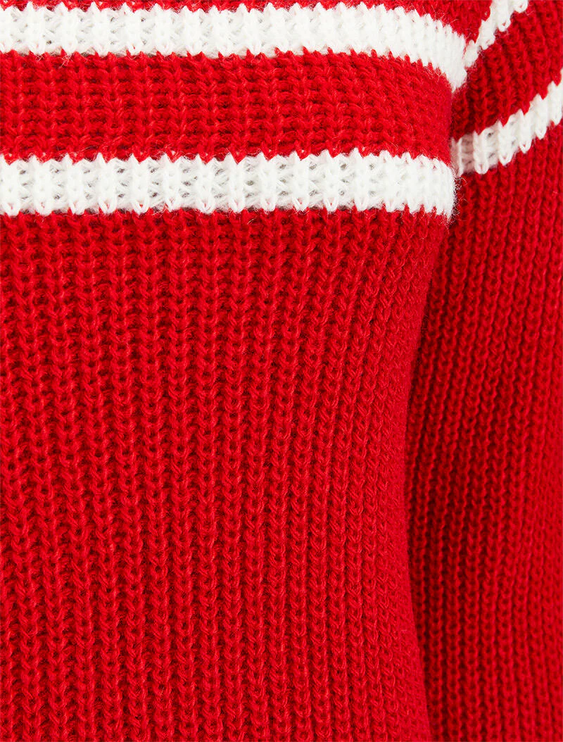 Oversized trui met contrasterende strepen - Rood - Image 3