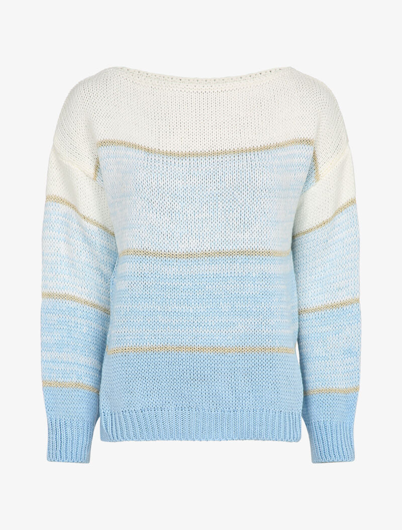 Oversized trui met iriserende strepen - Blauw