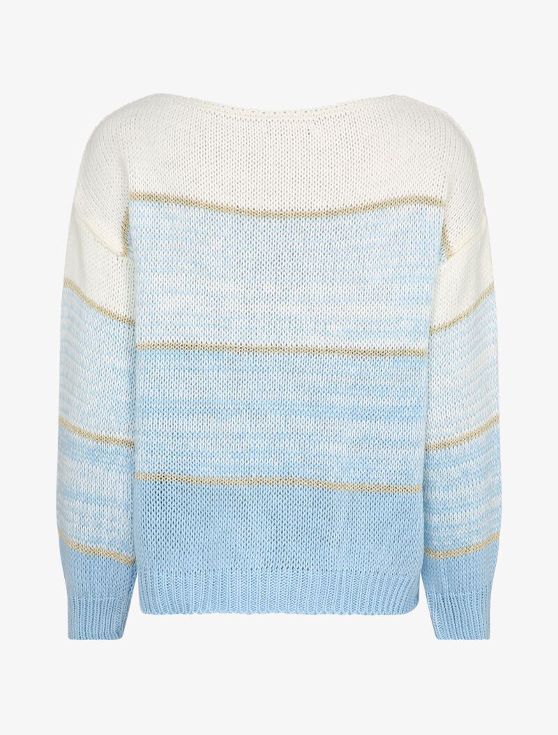 Oversized trui met iriserende strepen - Blauw - Image 2