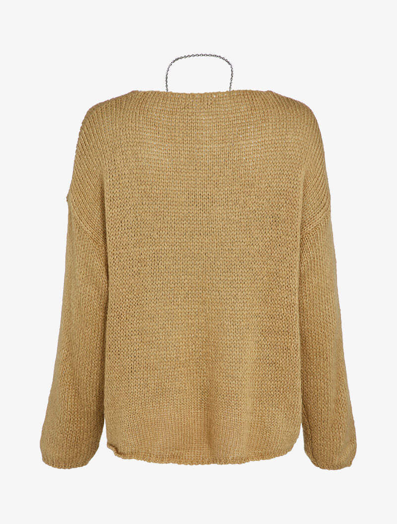 Oversized trui met lange achterkant - Beige - Image 2