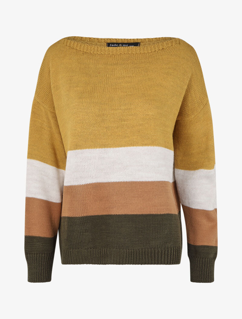 Oversized gestreepte trui - Geel