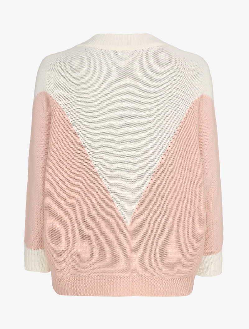 Oversized tweekleurige vleermuismouw trui - Roze/wit - Image 2