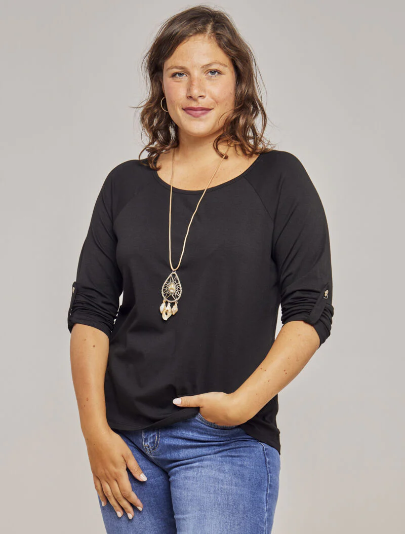 Oversized tuniek met lange ketting - Zwart - Image 4