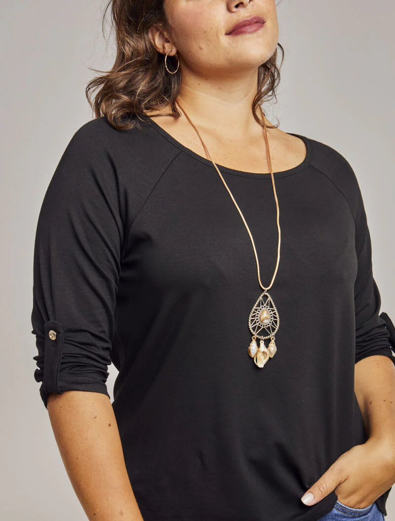 Oversized tuniek met lange ketting - Zwart - Image 5